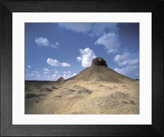 Framed Print : EGYPT. CAIRO. Dahshur. Black Pyramid, dating from the later reign of Amenemhat III. In the background, the Bent Pyramid. Egyptian art. Middle Kingdom. Architecture