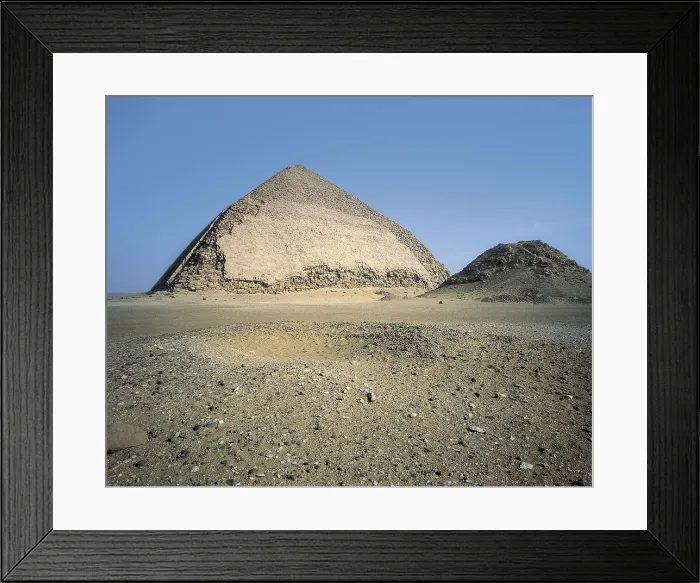 Framed Print : Bent Pyramid. 26th c. BC. EGYPT. CAIRO. Dahshur. Snofru's second pyramid, also called the Red Pyramid. Egyptian art. Old Kingdom. Architecture