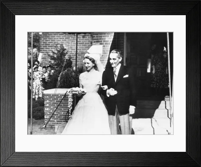 Framed Print : Mr. & Mrs. Clifton Daniel leave the Trinity Episcopal Church after their wedding. She was Margaret Truman, only child of former Pres. Harry and Bess Truman
