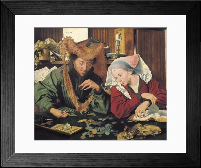 Framed Print : REYMERSWAELE, Marinus Claeszoon van (1493-1567). The Moneylender and his Wife. 1539. Flemish art. Oil on wood. SPAIN. Madrid. Prado Museum