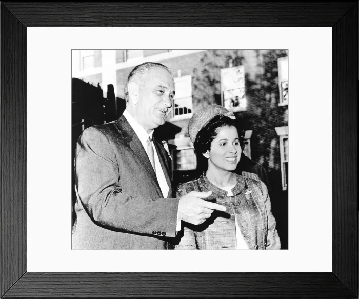 Framed Print : President Johnson chats with Patricia Harris, Professor of Constitutional Law at Howard University. Lyndon Johnson appointed her Ambassador to Luxembourg