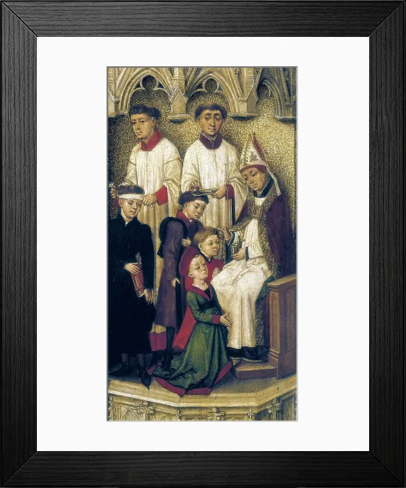 Framed Print : STOCKT, Vrancke van der (1420-1495). Triptych of the Redemption. ca. 1460. Detail of the arch of the porch that surrounds the central panel Framed Print : STOCKT, Vrancke van der (1420-1495). Triptych of the Redemption. ca. 1460. Detail of the arch of the porch that surrounds the central panel