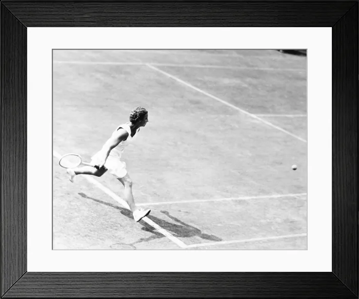 Framed Print : British Mary Hartwick in tennis match with Alice Marble of U.S. England, August 1937. (CSU_2015_7_257)