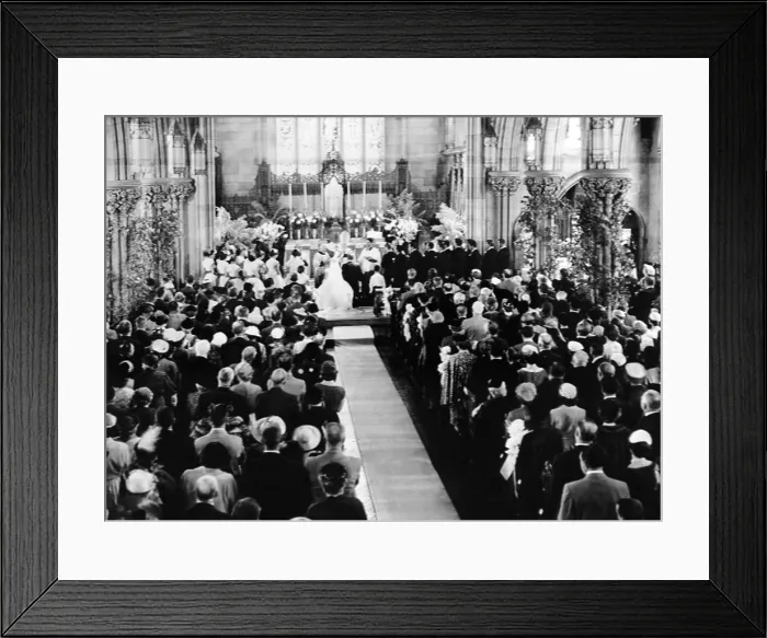 Framed Print : John Kennedy and Jacqueline Bouvier at the alter of the century-old church of St. Mary's during their wedding. Newport, Rhode Island. Sept. 12, 1953