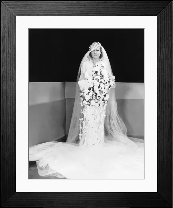 Framed Print : DANCING LADY, Joan Crawford, in a wedding gown by Adrian, 1933