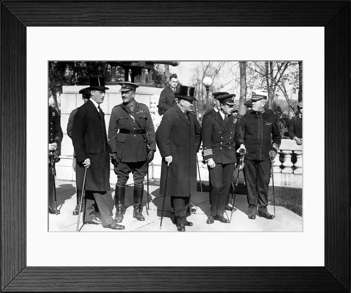 Framed Print : Franklin D. Roosevelt (left) was assistant secretary of the navy, under Josephus Daniels (center). On Daniels left is Edward, Prince of Wales, later Edward VIII. 1919