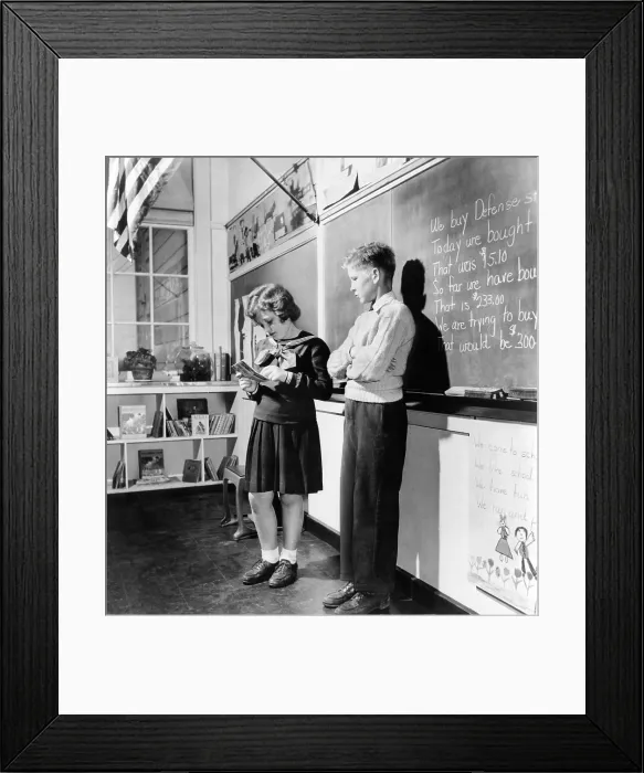 Framed Print : Children's school clothing in 1943 Framed Print : Children's school clothing in 1943