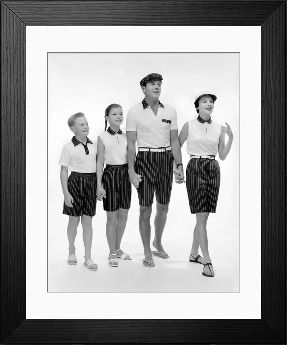 Framed Print : Jantzen sportswear presented the summer wear as Regimental Stripes for the whole family. 1957. (CSU_ALPHA_1335) CSU Archives / Everett Collection