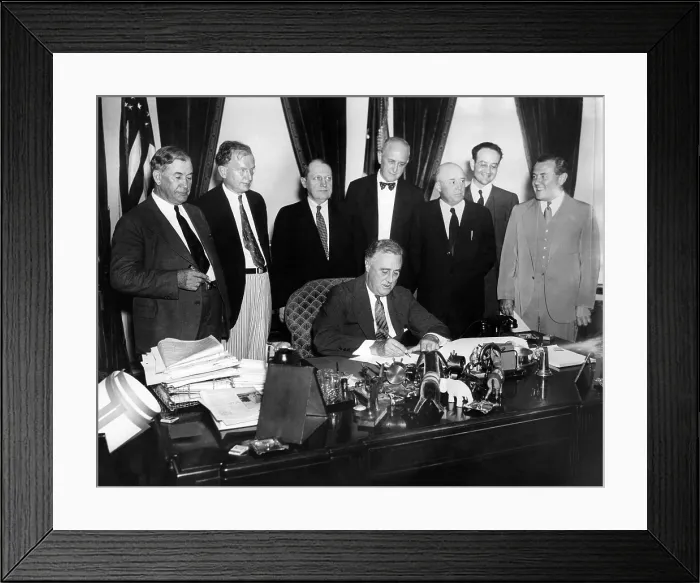 Framed Print : President Franklin Roosevelt, signs the Public Utility Holding Company Act of 1935 (Wheeler-Rayburn Act) Framed Print : President Franklin Roosevelt, signs the Public Utility Holding Company Act of 1935 (Wheeler-Rayburn Act)