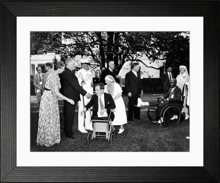 Framed Print : President Franklin Roosevelt and the First Lady received veterans from Walter Reed Hospital at a White House garden party