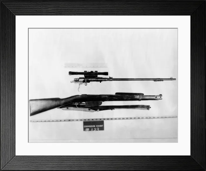 Framed Print : Warren Commission exhibit. Gun used by Lee Harvey Oswald to assassinate of President John Kennedy