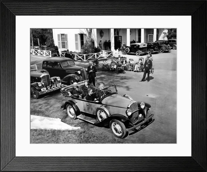 Framed Print : President Franklin Roosevelt driving his specially constructed car, in Warms Springs, Ga Framed Print : President Franklin Roosevelt driving his specially constructed car, in Warms Springs, Ga