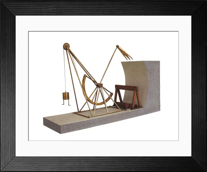 Framed Print : LEONARDO DA VINCI (1452-1519). Mechanical excavator model. Reconstruction executed after the Codex Cdice LF. 76 v. ITALY. Milan