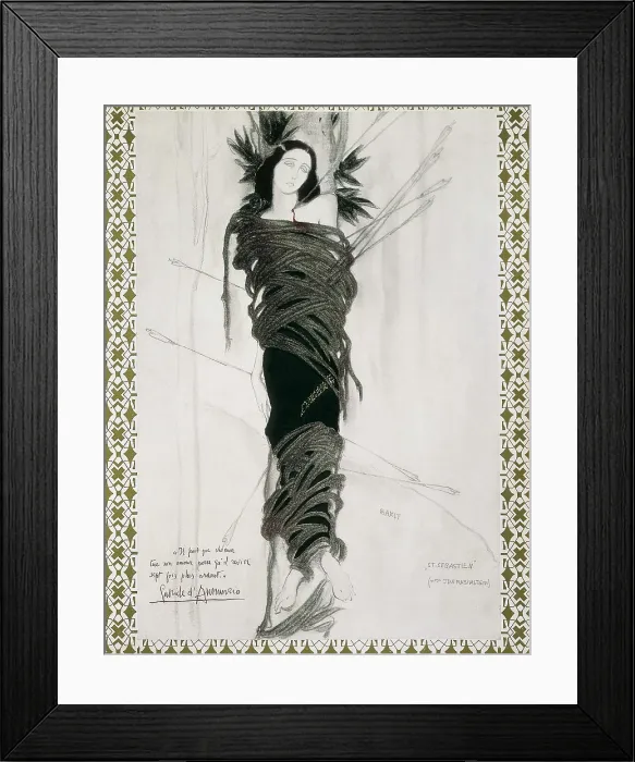 Framed Print : BAKST, Lon (1866-1924). St. 1911-. Leon Bakst's sketch for the stage set in the Thtre du Chtelet of the ballet 'The Martyrdom of St Framed Print : BAKST, Lon (1866-1924). St. 1911-. Leon Bakst's sketch for the stage set in the Thtre du Chtelet of the ballet 'The Martyrdom of St