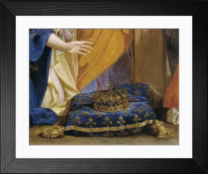 Framed Print : Le Brun, Charles (1619-1690). The Angel's Crucifix. ca. 1660. Detail: the Crown of France. Work painted for queen mother Anne of Austria, and retouched in 1686 for Louis XIV