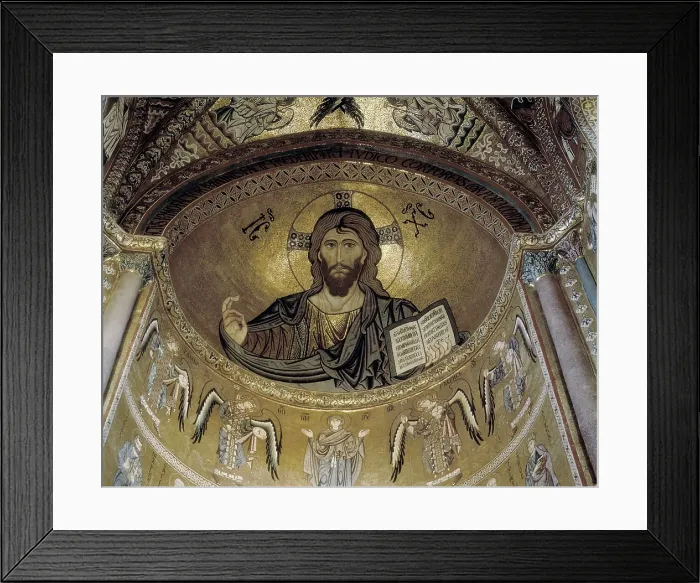 Framed Print : Christ Pantocreator. 1148. ITALY. Cefal. Cathedral. Located in the apse. Middle Byzantine art. Mosaic. AISA / Everett Collection**US SALES ONLY**
