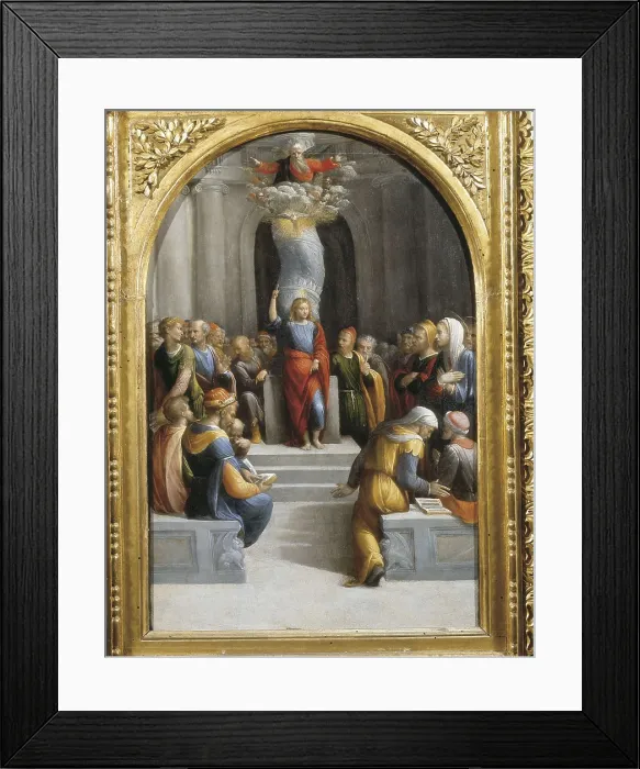 Framed Print : GAROFALO, Benvenuto Tisi, also called (1481-1559). Jesus among the Doctors of the Temple. Mannerism art. Oil on canvas. ITALY. Turin. Galleria Sabauda (Sabauda Gallery)
