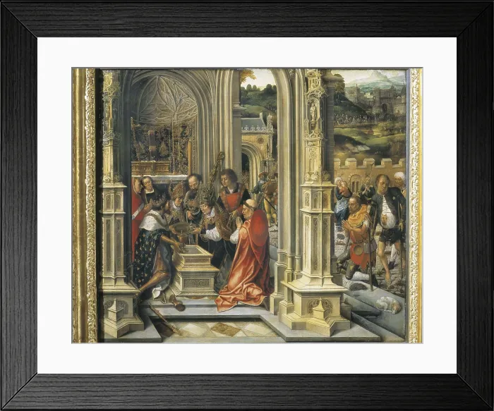 Framed Print : ORLEY, Bernard van (1488-1542). Charlemagne Placing the Relics of Christ in the Chapel of Aix-la-Chapelle. Flemish art. Oil. ITALY. Turin. Galleria Sabauda (Sabauda Gallery) Framed Print : ORLEY, Bernard van (1488-1542). Charlemagne Placing the Relics of Christ in the Chapel of Aix-la-Chapelle. Flemish art. Oil. ITALY. Turin. Galleria Sabauda (Sabauda Gallery)