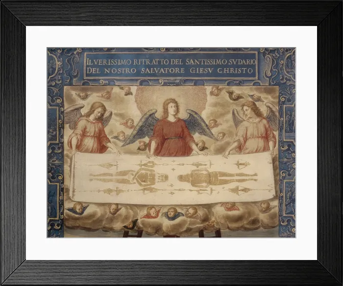 Framed Print : The Holy Shroud. ca. 1600. Upper detail. Renaissance art. Oil on canvas. ITALY. Turin. Galleria Sabauda (Sabauda Gallery). AISA / Everett Collection**US SALES ONLY**