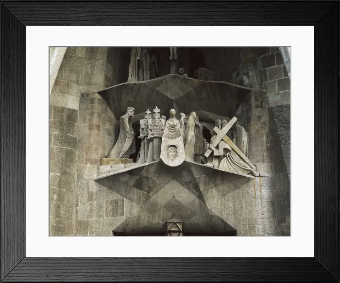 Framed Print : SUBIRACHS, Josep Maria (1927). Holy Family. Faade of Passion. 1987-2002. SPAIN. Barcelona. Expiatory Church of the Holy Family. Depiction of the ascent to the Calvary