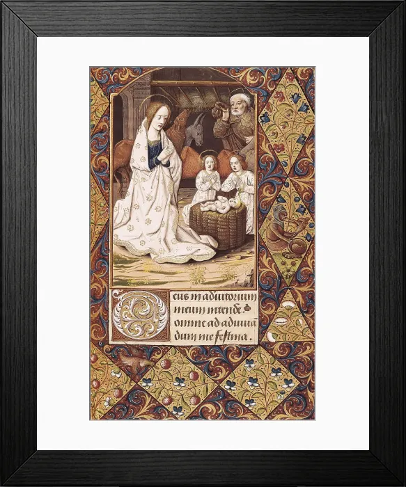 Framed Print : Book of Hours for Charles V. 16th c. The Birth. French School. Renaissance art. Miniature Painting. SPAIN. Madrid. National Library. AISA / Everett Collection**US SALES ONLY**