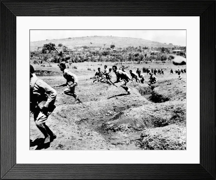 Framed Print : Second Italo-Ethiopian War. Ethiopian infantrymen running during battle in Southern Ethiopia. Oct. 1935. (CSU_ALPHA_1571) CSU Archives / Everett Collection Framed Print : Second Italo-Ethiopian War. Ethiopian infantrymen running during battle in Southern Ethiopia. Oct. 1935. (CSU_ALPHA_1571) CSU Archives / Everett Collection