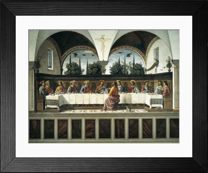Framed Print : GHIRLANDAIO, Domenico di Tommaso Bigordi, called (1449-1494). Last Supper. 1486. ITALY. Florence. St. Mark's Convent. Renaissance art. Quattrocento. Florentine school. Fresco