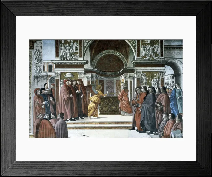 Framed Print : AISA / Everett Collection GHIRLANDAIO, Domenico di Tommaso Bigordi, called (1449-1494). The Annunciation to Zaccharia. 1486-1490. ITALY. Florence