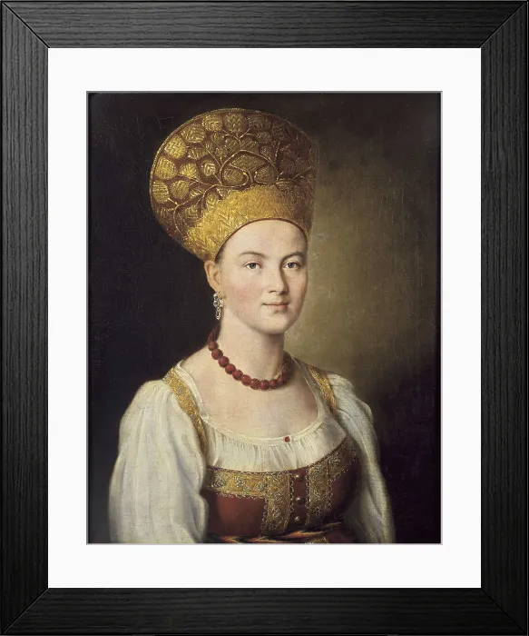 Framed Print : ARGUNOV, Ivan P. (1727-1802). Portrait of Woman in Russian Costume. 1784. Oil on canvas. RUSSIA. Moscow. Tretyakov Gallery. AISA / Everett Collection**US SALES ONLY**
