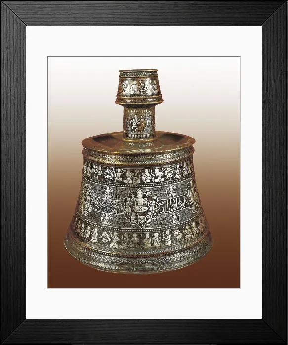 Framed Print : Candelabrum. 13th c. Made in silver and copper. Islamic art. Jewelry. EGYPT. Cairo. Museum of Islamic Arts. AISA / Everett Collection**US SALES ONLY**