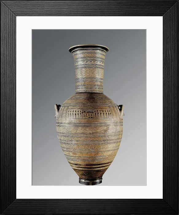 Framed Print : Geometric amphora from the Dipylon. 1st half 8th c. BC. Geometric Greek art. Ceramics. GREECE. Athens. National Museum of Archaeology. Proc: GREECE. Athens. Kerameikos Framed Print : Geometric amphora from the Dipylon. 1st half 8th c. BC. Geometric Greek art. Ceramics. GREECE. Athens. National Museum of Archaeology. Proc: GREECE. Athens. Kerameikos
