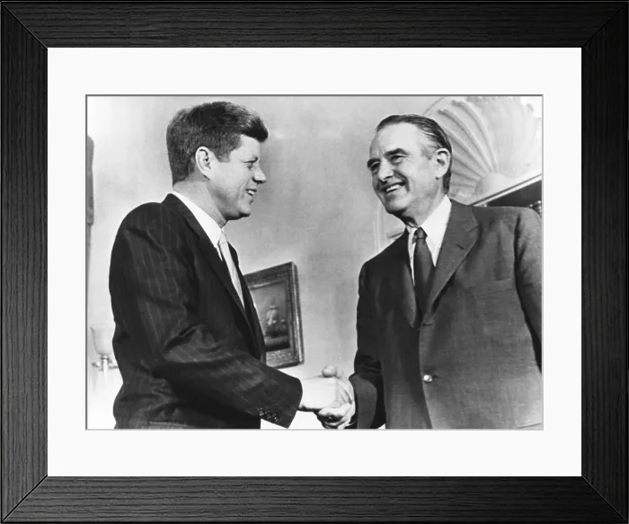 Framed Print : President Kennedy welcomes Ambassador Averill Harriman on his return from an 8 nation, 27 day trip. March 29, 1961. (CSU_2015_7_273)