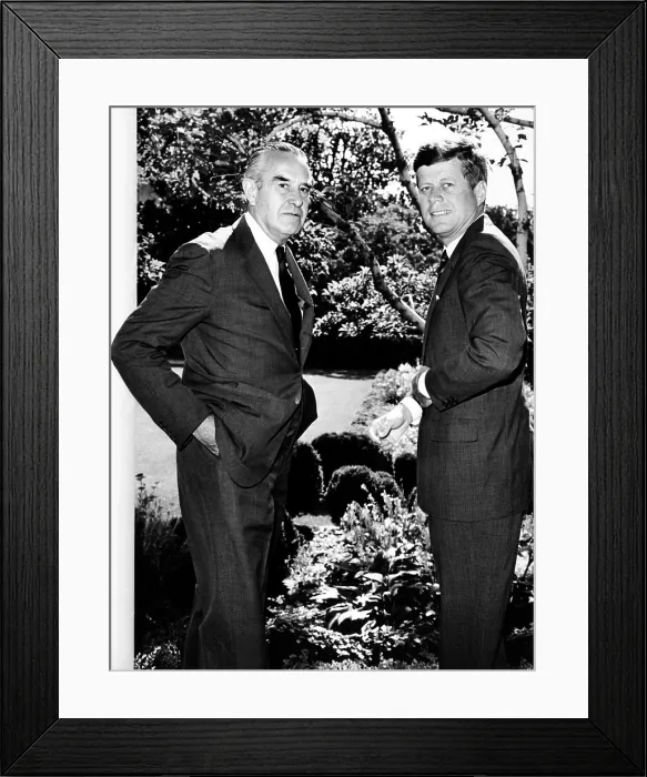 Framed Print : President John Kennedy and Averill Harriman outside the President's West Wing office. July 18, 1963 Framed Print : President John Kennedy and Averill Harriman outside the President's West Wing office. July 18, 1963