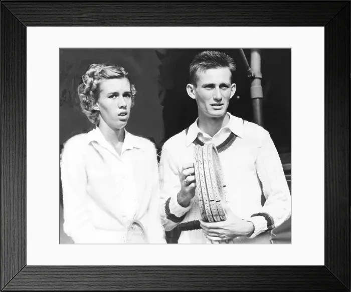 Framed Print : Doris Hart, 16, and her brother Richard at the National Singles Tennis matches at Forest Hills, NYC