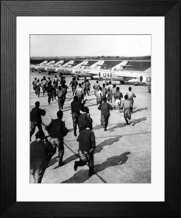 Framed Print : Red Chinese Army Mig Pilots rush to their planes during training at an unidentified air base in Red China. May 13, 1966. (CSU_ALPHA_1371) CSU Archives / Everett Collection
