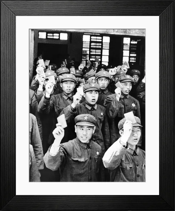 Framed Print : Communist Chinese soldiers, holding Chairman Mao's Red Book. June 1971. (CSU_ALPHA_1375) CSU Archives / Everett Collection