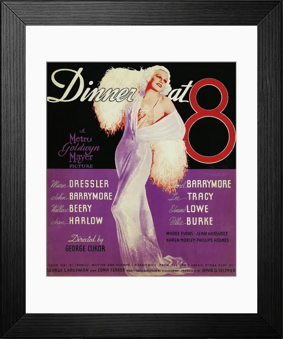 Framed Print : DINNER AT EIGHT, (poster art), Jean Harlow, 1933 Framed Print : DINNER AT EIGHT, (poster art), Jean Harlow, 1933