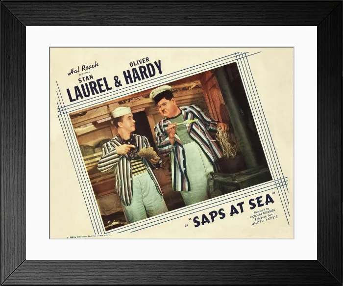 Framed Print : SAPS AT SEA, US lobbycard, from left: Stan Laurel, Oliver Hardy, 1940 Framed Print : SAPS AT SEA, US lobbycard, from left: Stan Laurel, Oliver Hardy, 1940