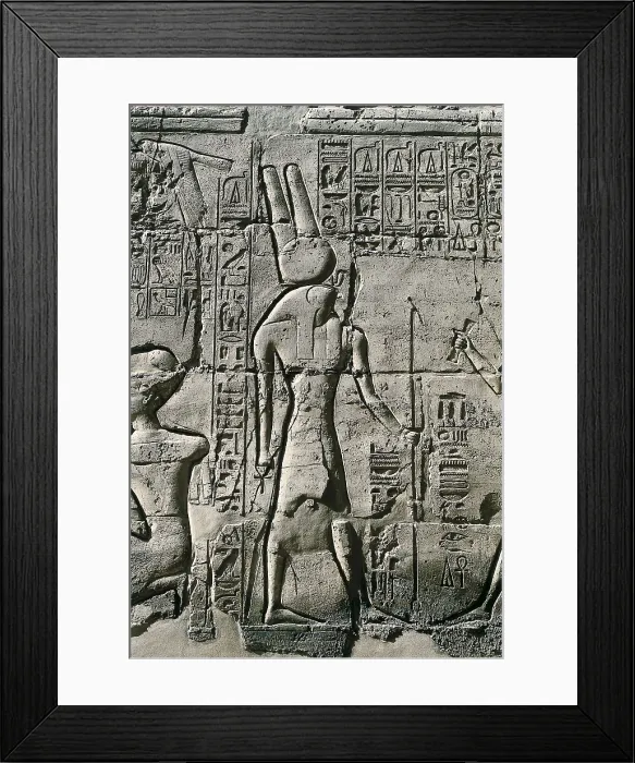 Framed Print : Great Temple of Amon-Re. 16th-4th c. BC. EGYPT. Karnak. Thebes. Temple of Amon - Ra. God Horus. Egyptian art. New Kingdom. Relief. AISA / Everett Collection**US SALES ONLY**