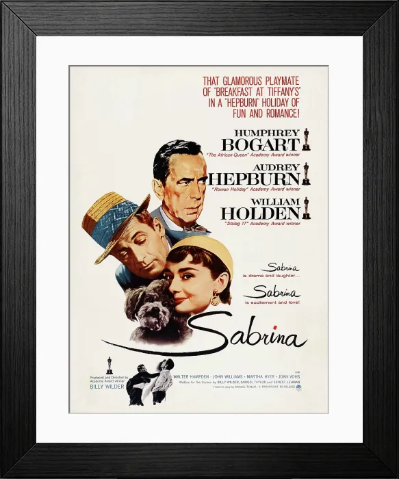 Framed Print : SABRINA, Humphrey Bogart, William Holden, Audrey Hepburn, 1954