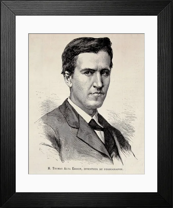 Framed Print : EDISON, Thomas Alva (1847-1931). Portrait published in L'Illustration. Engraving. AISA / Everett Collection**US SALES ONLY**