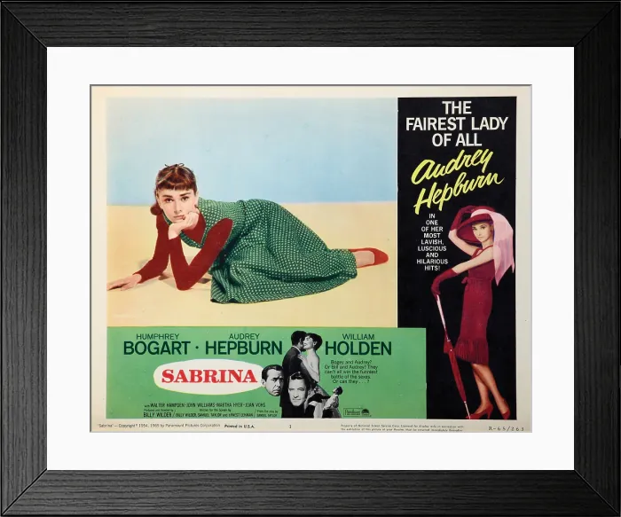Framed Print : SABRINA, Audrey Hepburn, 1954