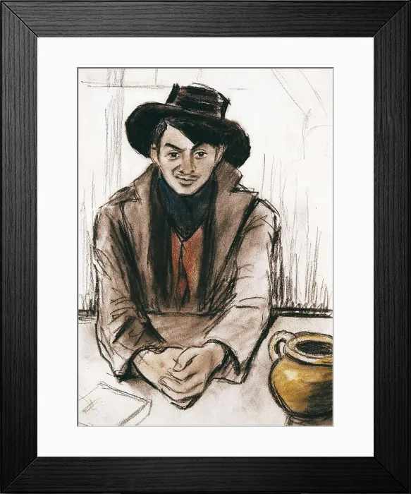 Framed Print : OPISSO I SALA, Ricard (1880-1960). Portrait of Picasso. Charcoal drawing. Modernism. Drawing. SPAIN. Barcelona. National Art Museum of Catalonia