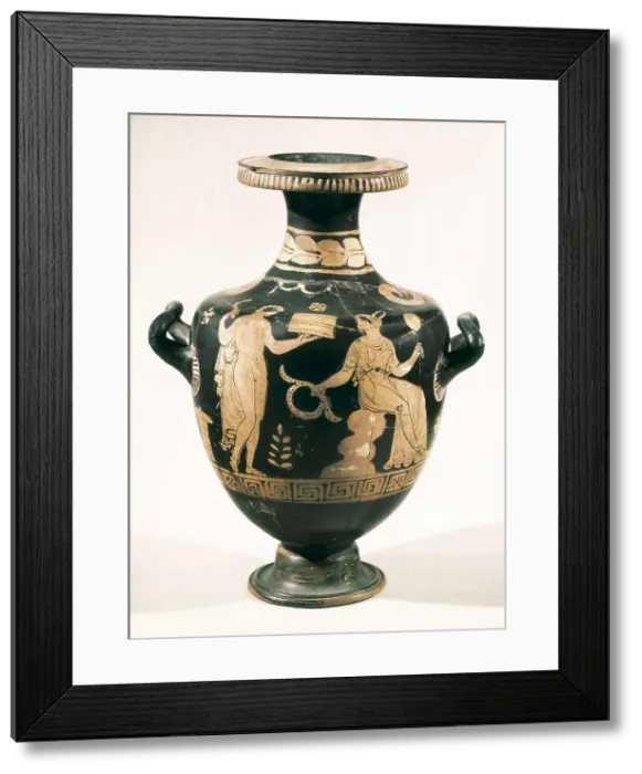 Framed Print : Vase. 4th c. BC. South Italian red-figured vases of the area of Lucarna, Puglia and Campania. Classical Greek art. Ceramics. SPAIN. Barcelona. Archaeology Museum of Catalonia