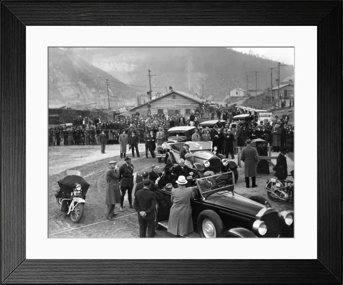 Framed Print : FDR inspect Norris dam construction. President Franklin and Eleanor Roosevelt, in the lead car, visit the construction site of the $35, 000, 000 Norris Dam near Knoxville, Tenn Framed Print : FDR inspect Norris dam construction. President Franklin and Eleanor Roosevelt, in the lead car, visit the construction site of the $35, 000, 000 Norris Dam near Knoxville, Tenn