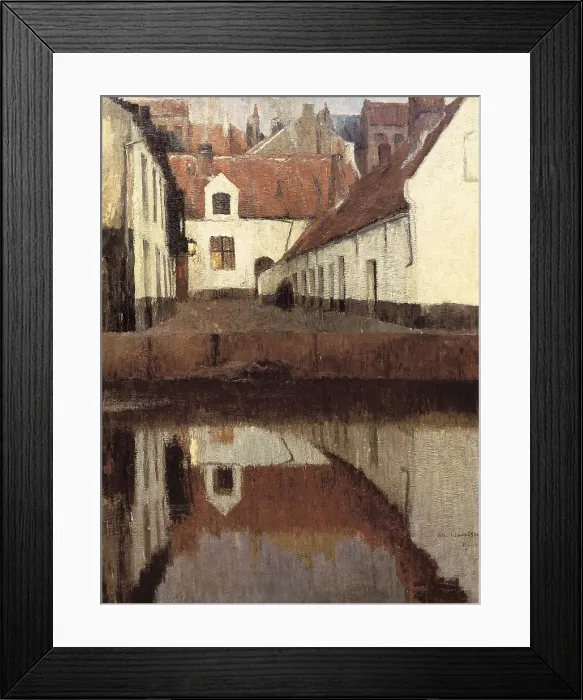 Framed Print : BAERTSOEN, Albert (1866-1922). Little Town on the Edge of Water (Flanders). 1899. Oil on canvas. FRANCE. Paris. Muse d'Orsay (Orsay Museum)
