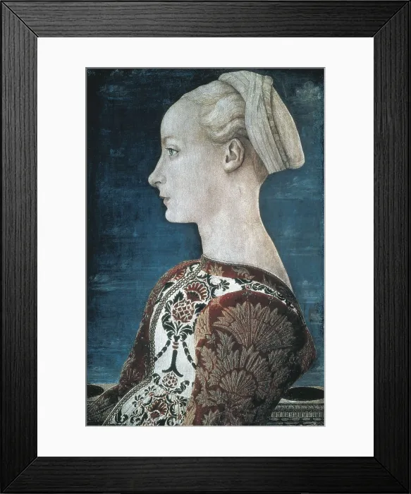 Framed Print : POLLAIOLO, Antonio Benci, called Antonio del (1431-1498). Portrait of a Young Woman. ca. 1465. Renaissance art. Quattrocento. Oil on wood. GERMANY. Berlin