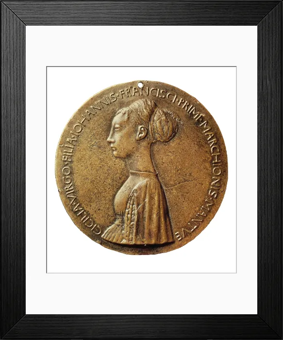 Framed Print : PISANELLO, Antonio di Puccio Pisano, called (1395-1455). Medal of Cecilia Gonzaga. 1447. Renaissance art. Quattrocento. Coin. FRANCE. Paris. National Library