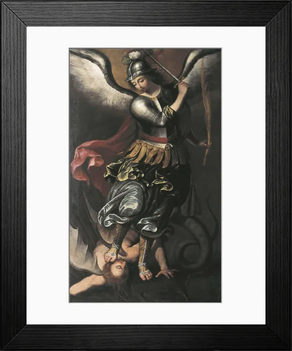 Framed Print : PUENTE, Diego de la (1586-1663). Saint Michael the Archaengel. c. 1630. Colonial baroque. Oil on canvas. BOLIVIA. La Paz. National Museum of Art