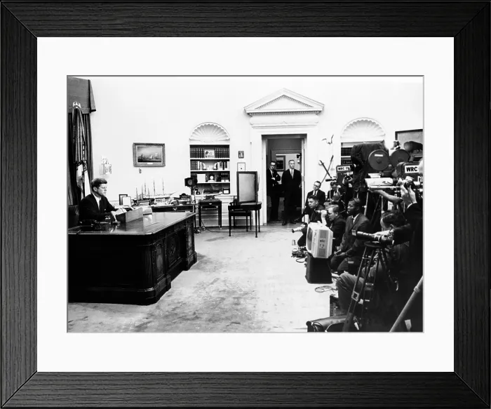 Framed Print : President John Kennedy television address on Civil Rights
